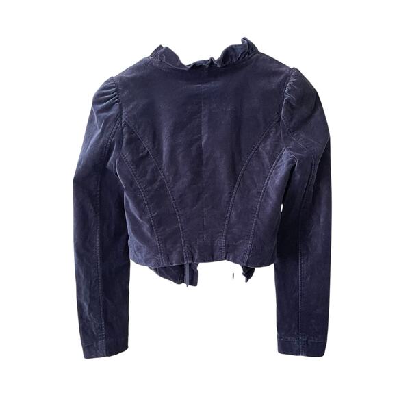Anthropologie Leifsdottir Maude Blue Velvet Ruffled Blazer Jacket, Women's 6 - Picture 3 of 7